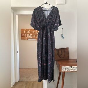 World Market Bohemian Dark Floral Maxi Dress